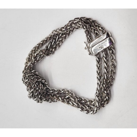 Lauren Ralph Lauren Womens Silver Tone Knotted Chain Bracelet Classic - Picture 2 of 11
